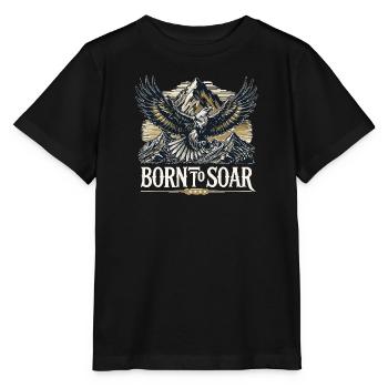 Mountains Nature And Eagle Born To Soar - Stanley/Stella MINI CREATOR Kids’ T-Shirt - black - Front - Mikhail (115cm)