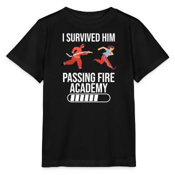 Je lui ai survécu comme il l’a fait à l’Académie des pompiers - T-shirt bio MINI CREATOR Stanley/Stella Enfant - noir - Devant - Mikhail (115cm)