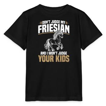 Ne juge pas mon frison et je le ferai - T-shirt bio MINI CREATOR Stanley/Stella Enfant - noir - Devant - Mikhail (115cm)