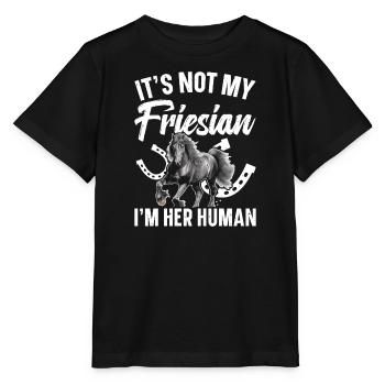 Ce n’est pas mon frison, je suis sa personne - T-shirt bio MINI CREATOR Stanley/Stella Enfant - noir - Devant - Mikhail (115cm)
