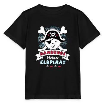 Hamburg- kleiner Elbe Pirat - Stanley/Stella Kinder T-Shirt MINI CREATOR  - Schwarz - Vorne - Mikhail (115cm)