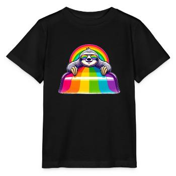 LGBTQ Pride Sloth Rainbow Playground - Stanley/Stella MINI CREATOR Kids’ T-Shirt - black - Front - Mikhail (115cm)