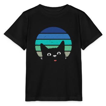 Cheeky black cat retro vintage - Stanley/Stella MINI CREATOR Kids’ T-Shirt - black - Front - Mikhail (115cm)