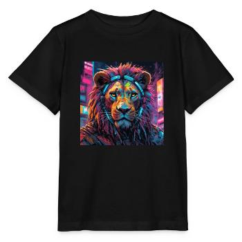 Lion Cyberpunk - Stanley/Stella MINI CREATOR Kids’ T-Shirt - black - Front - Mikhail (115cm)