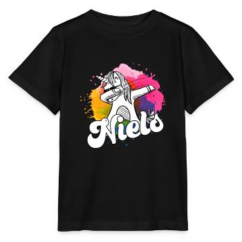 NIELS - Schöner Jungen Name mit Coolem Einhorn - Stanley/Stella Kinder T-Shirt MINI CREATOR  - Schwarz - Vorne - Mikhail (115cm)