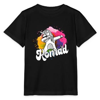 KONRAD - Beau nom de garçon avec licorne cool - T-shirt bio MINI CREATOR Stanley/Stella Enfant - noir - Devant - Mikhail (115cm)