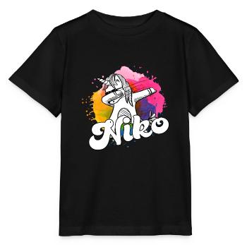 NIKO - Schöner Jungen Name mit Coolem Einhorn - Stanley/Stella Kinder T-Shirt MINI CREATOR  - Schwarz - Vorne - Mikhail (115cm)