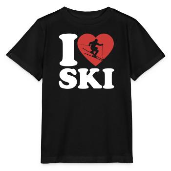 J’aime le ski, l’après-ski, les sports d’hiver, le cœur - T-shirt bio MINI CREATOR Stanley/Stella Enfant - noir - Devant - Mikhail (115cm)