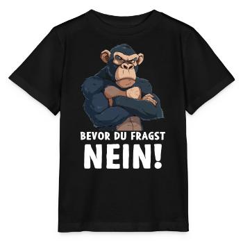 Singe chimpanzé primate avant que vous ne demandiez non - T-shirt bio MINI CREATOR Stanley/Stella Enfant - noir - Devant - Mikhail (115cm)