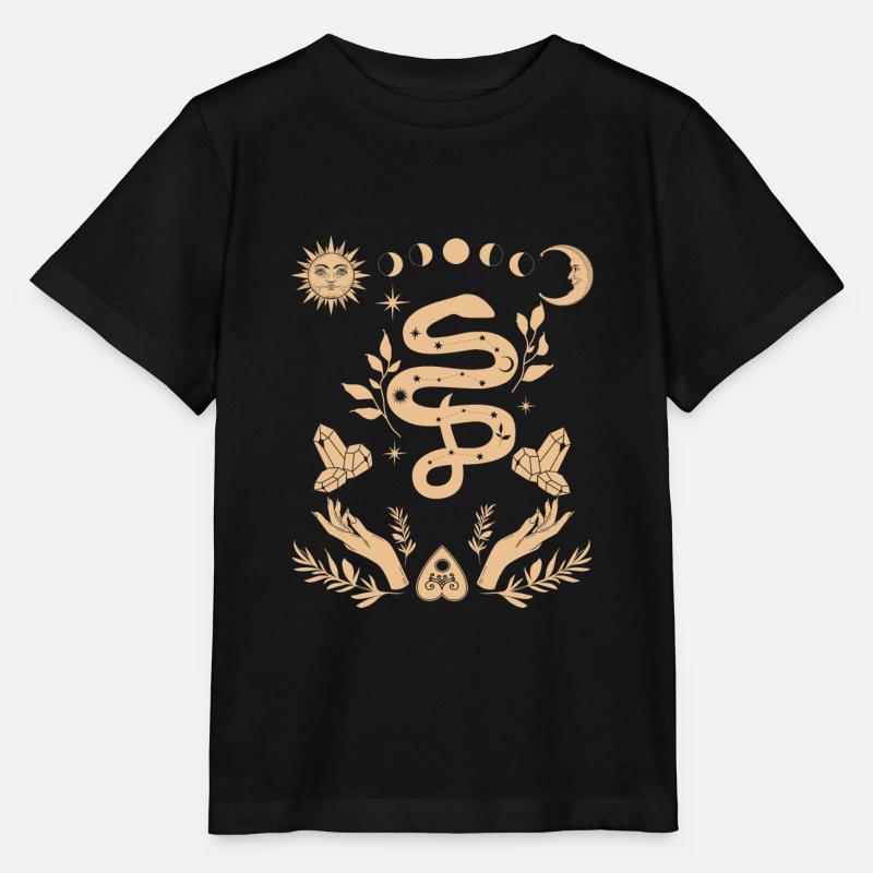 La main de la sorcière avec la silhouette du serpent et de la lune - T-shirt bio MINI CREATOR Stanley/Stella Enfant - noir