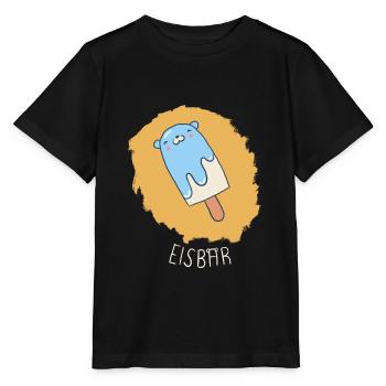 Eisbär (eisblau, weiße Schrift) - Stanley/Stella Kinder T-Shirt MINI CREATOR  - Schwarz - Vorne - Mikhail (115cm)
