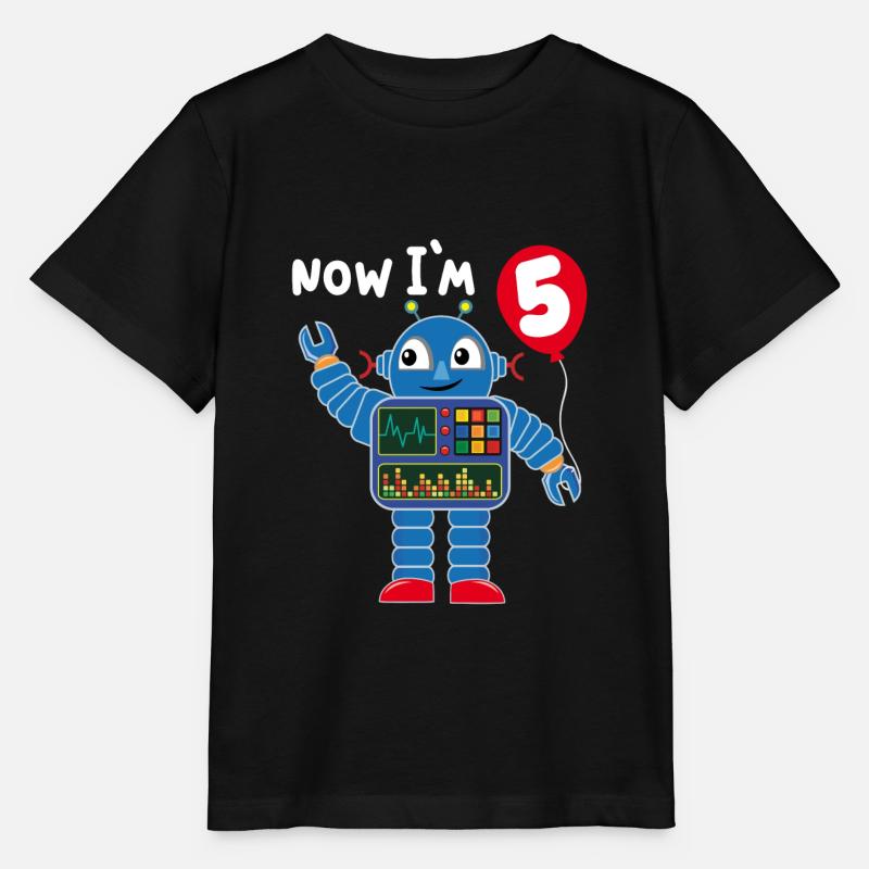 Robot 5ème anniversaire - T-shirt bio MINI CREATOR Stanley/Stella Enfant - noir