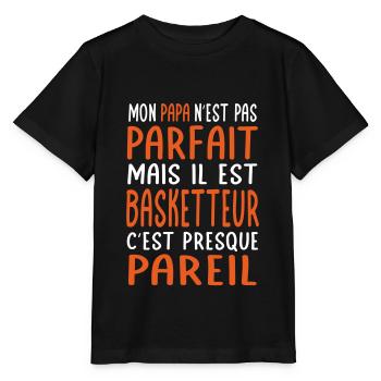 Mon papa n'est pas parfait - Basketteur - T-shirt bio MINI CREATOR Stanley/Stella Enfant - noir - Devant - Mikhail (115cm)