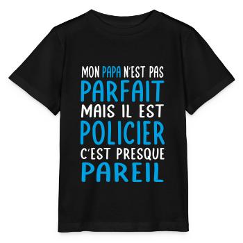 Mon papa n'est pas parfait - Policier - T-shirt bio MINI CREATOR Stanley/Stella Enfant - noir - Devant - Mikhail (115cm)
