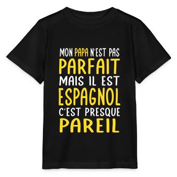 Mon papa n'est pas parfait - Espagnol - T-shirt bio MINI CREATOR Stanley/Stella Enfant - noir - Devant - Mikhail (115cm)