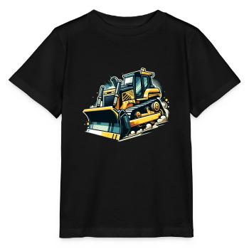 Planierraupe auf der Baustelle coole Baufahrzeuge - Stanley/Stella Kinder T-Shirt MINI CREATOR  - Schwarz - Vorne - Mikhail (115cm)