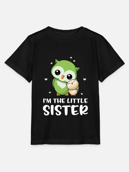 I'm The Little Sister - Kleine Eulen Schwester - Stanley/Stella Kinder T-Shirt MINI CREATOR  - Schwarz