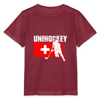 Unihockey Suisse Floorball - T-shirt bio MINI CREATOR Stanley/Stella Enfant - bordeaux - Devant - Kain (125cm)