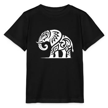 Elephant art tattoo with large tusks - Stanley/Stella MINI CREATOR Kids’ T-Shirt - black - Front - Mikhail (115cm)