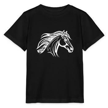 Cheval robuste à crinière étalon équestre - T-shirt bio MINI CREATOR Stanley/Stella Enfant - noir - Devant - Mikhail (115cm)