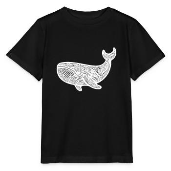 Grande baleine nageant Vintage créature de mer - T-shirt bio MINI CREATOR Stanley/Stella Enfant - noir - Devant - Mikhail (115cm)