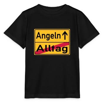 Alltag - Angeln - Ortsschild - Stanley/Stella Kinder T-Shirt MINI CREATOR  - Schwarz - Vorne - Mikhail (115cm)