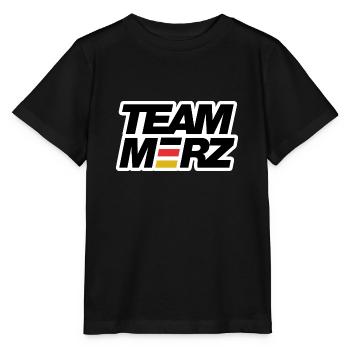 Team Merz - Kanzler - Stanley/Stella Kinder T-Shirt MINI CREATOR  - Schwarz - Vorne - Mikhail (115cm)
