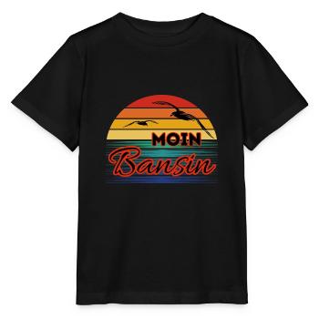 Moin Basin with Seagull in Retro Style Bansin - Stanley/Stella MINI CREATOR Kids’ T-Shirt - black - Front - Mikhail (115cm)