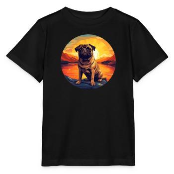 Carlin au coucher du soleil : une idylle ronde - T-shirt bio MINI CREATOR Stanley/Stella Enfant - noir - Devant - Mikhail (115cm)