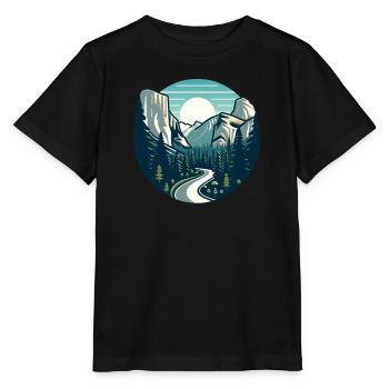 Landscape, Mountains, Forests, Sun - Stanley/Stella MINI CREATOR Kids’ T-Shirt - black - Front - Mikhail (115cm)