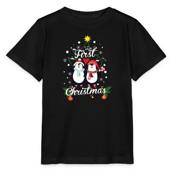Pinguine Erstes Weihnachten Neugeborenes - Stanley/Stella Kinder T-Shirt MINI CREATOR  - Schwarz - Vorne - Mikhail (115cm)