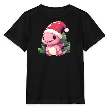 Noël Axolotl Gui - T-shirt bio MINI CREATOR Stanley/Stella Enfant - noir - Devant - Mikhail (115cm)