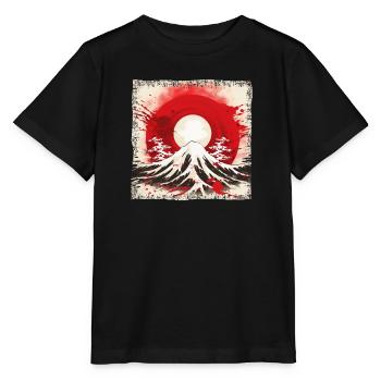 Kyoto Berge: Flagge, Vulkan und Blutmond - Stanley/Stella Kinder T-Shirt MINI CREATOR  - Schwarz - Vorne - Mikhail (115cm)
