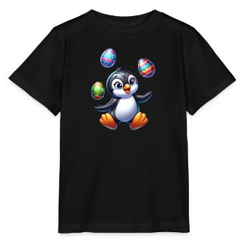 Pingouin jonglant avec les œufs de Pâques, artiste du pôle Sud - T-shirt bio MINI CREATOR Stanley/Stella Enfant - noir - Devant - Mikhail (115cm)