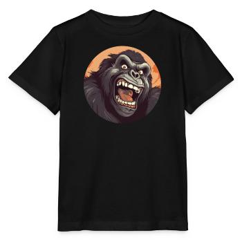 Cooler Gorilla Brüllt Affenmotive Design - Stanley/Stella Kinder T-Shirt MINI CREATOR  - Schwarz - Vorne - Mikhail (115cm)
