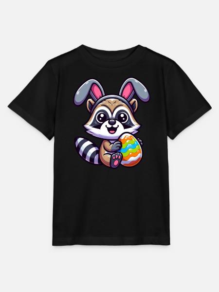 Oster-Waschbär in Ei-Verkleidung Cartoon - Stanley/Stella Kinder T-Shirt MINI CREATOR - Schwarz