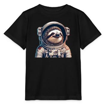 Nachdenkliches Faultier Astronaut - Stanley/Stella Kinder T-Shirt MINI CREATOR  - Schwarz - Vorne - Mikhail (115cm)