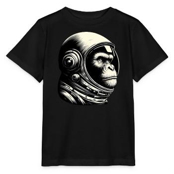 Schimpanse Astronaut Nachdenklich Kosmos - Stanley/Stella Kinder T-Shirt MINI CREATOR  - Schwarz - Vorne - Mikhail (115cm)