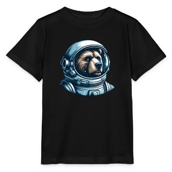 Nachdenkliches Bär im Weltraum - Stanley/Stella Kinder T-Shirt MINI CREATOR  - Schwarz - Vorne - Mikhail (115cm)