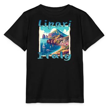 Sommerurlaub in Lipari: Italiens Inseltraum - Stanley/Stella Kinder T-Shirt MINI CREATOR  - Schwarz - Vorne - Mikhail (115cm)