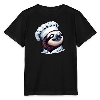 Proud Sloth Chef: Master at the Stove - Stanley/Stella MINI CREATOR Kids’ T-Shirt - black - Front - Mikhail (115cm)