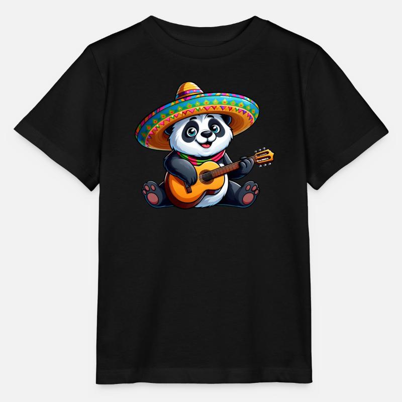 Cinco de Mayo Panda : guitariste mariachi - T-shirt bio MINI CREATOR Stanley/Stella Enfant - noir