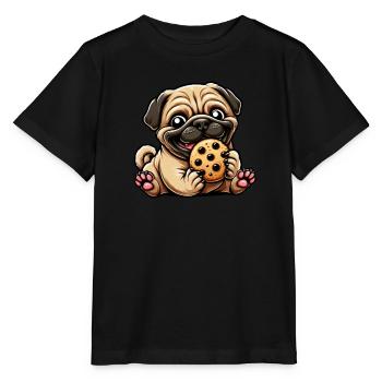 Mops Cookie Süßer Nachtisch Keks - Stanley/Stella Kinder T-Shirt MINI CREATOR  - Schwarz - Vorne - Mikhail (115cm)