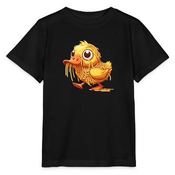 Tollpatschige Ente Süß mit Spaghetti - Stanley/Stella Kinder T-Shirt MINI CREATOR  - Schwarz - Vorne - Mikhail (115cm)