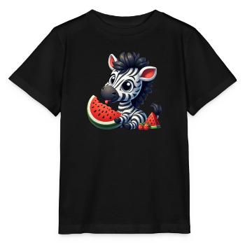 Zebra With Watermelon Fruity Funny - Stanley/Stella MINI CREATOR Kids’ T-Shirt - black - Front - Mikhail (115cm)