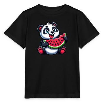 Panda with Watermelon Fruity Funny - Stanley/Stella MINI CREATOR Kids’ T-Shirt - black - Front - Mikhail (115cm)