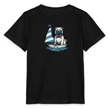 Dériveur d’été avec carlin - T-shirt bio MINI CREATOR Stanley/Stella Enfant - noir - Devant - Mikhail (115cm)