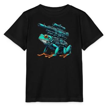 Grenouille Robot Mech Cyborg Future - T-shirt bio MINI CREATOR Stanley/Stella Enfant - noir - Devant - Mikhail (115cm)