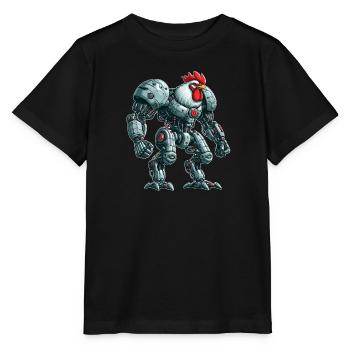 Poulet Coq Poule Cyborg Robot Mech - T-shirt bio MINI CREATOR Stanley/Stella Enfant - noir - Devant - Mikhail (115cm)