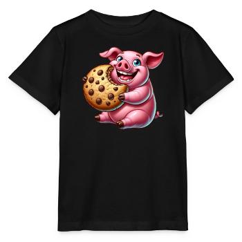 Süßes Schwein Cookie Nachtisch Leckereien - Stanley/Stella Kinder T-Shirt MINI CREATOR  - Schwarz - Vorne - Mikhail (115cm)